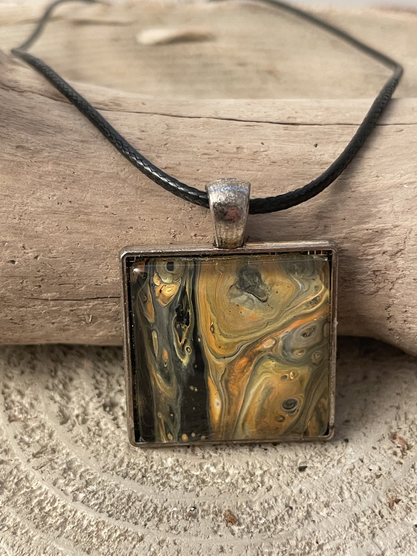 Necklace with square pendant