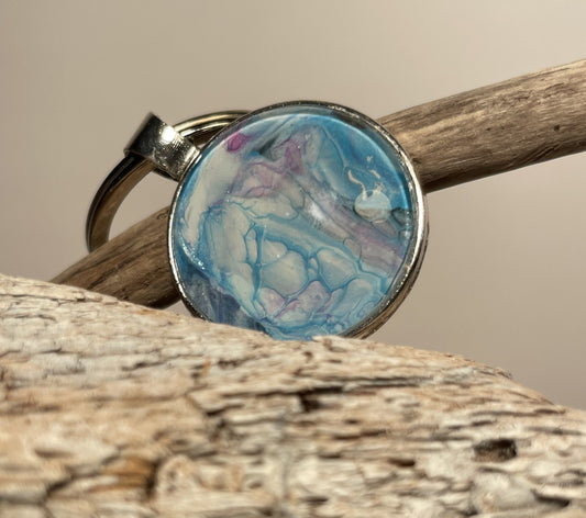 Keychain with glass cabochon