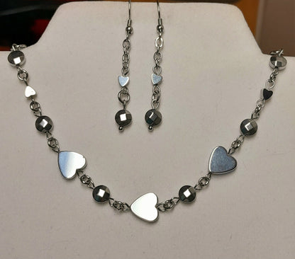 Hematite Heart Bracelet Set