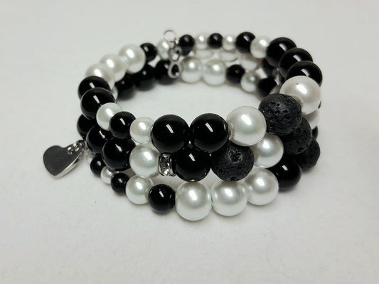 Black and white memory wire bracelet