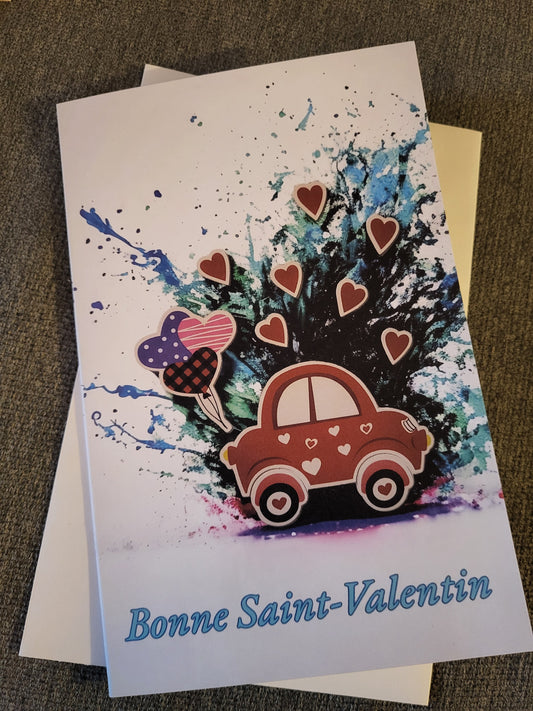 Bonne Saint-Valentin - Voiture éclaboussures coeurs