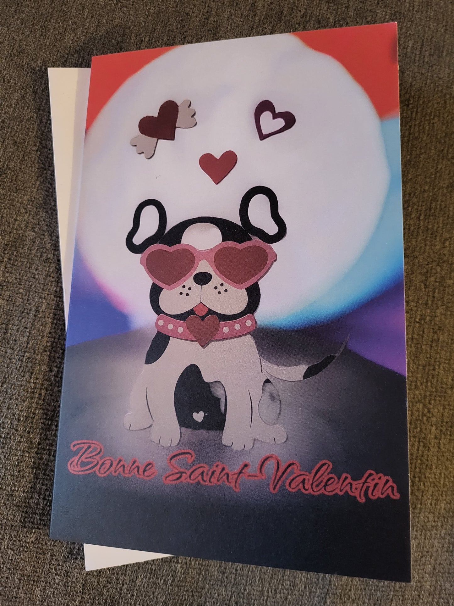 Bonne Saint-Valentin - Chien fond coloré