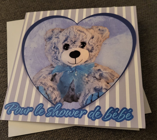 Pour le shower de bébé - Ourson coeur bleu