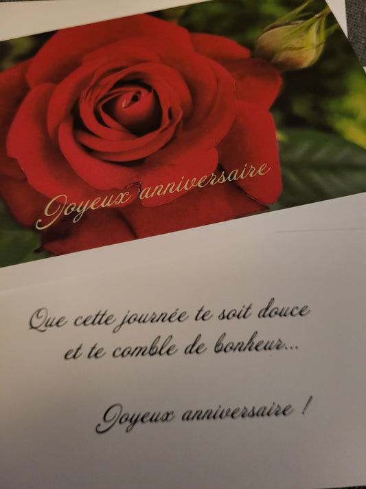 Joyeux Anniversaire - Rose rouge