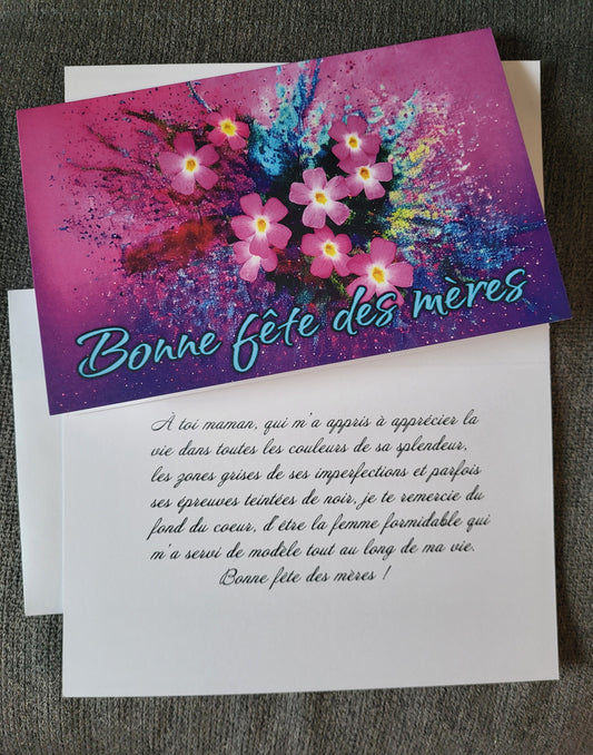 Bonne fête des mères - Fleurs fond multicolore