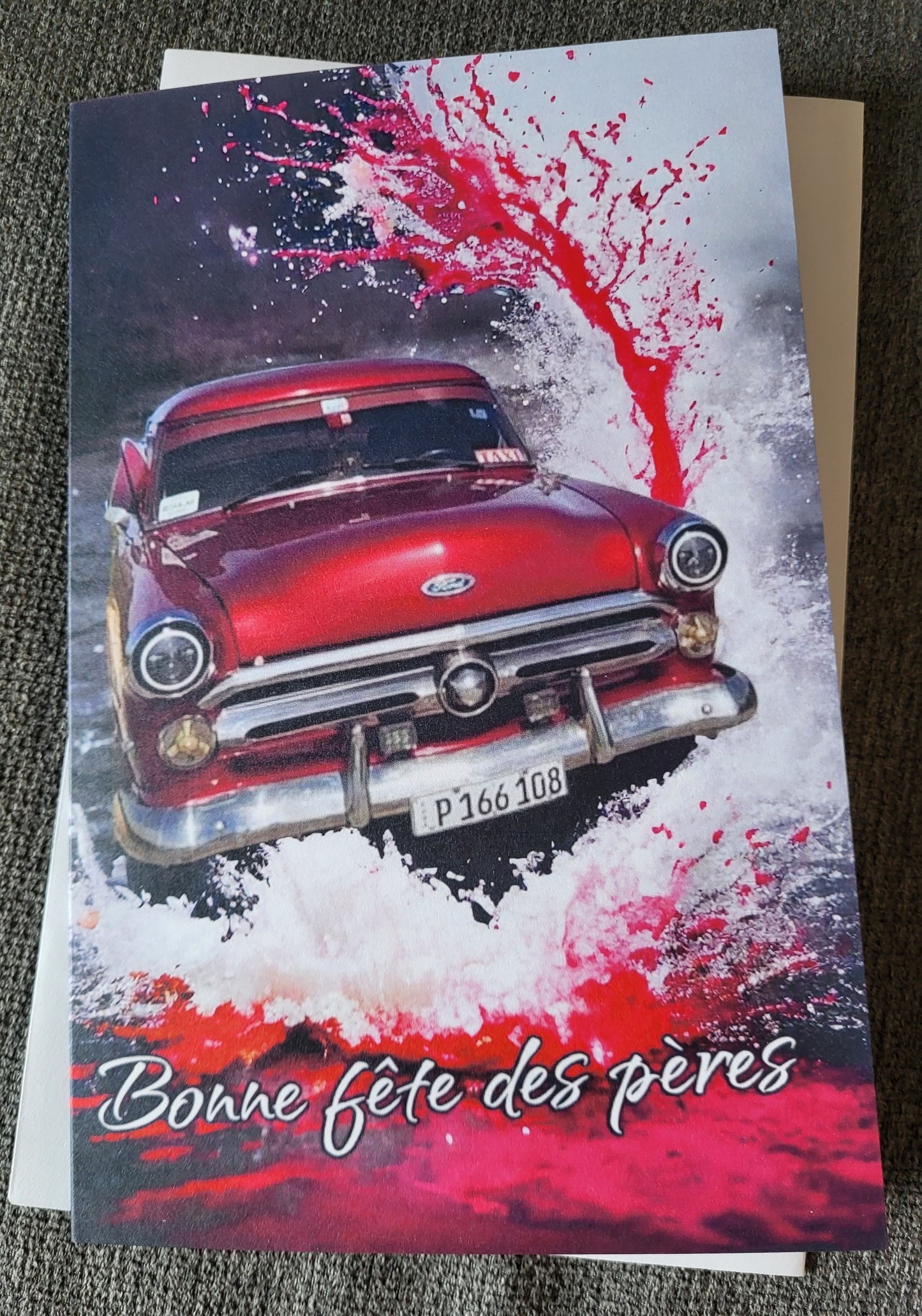 Bonne fête des pères - Voiture classique rouge