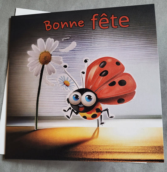 Bonne Fête - Coccinelle et sa marguerite