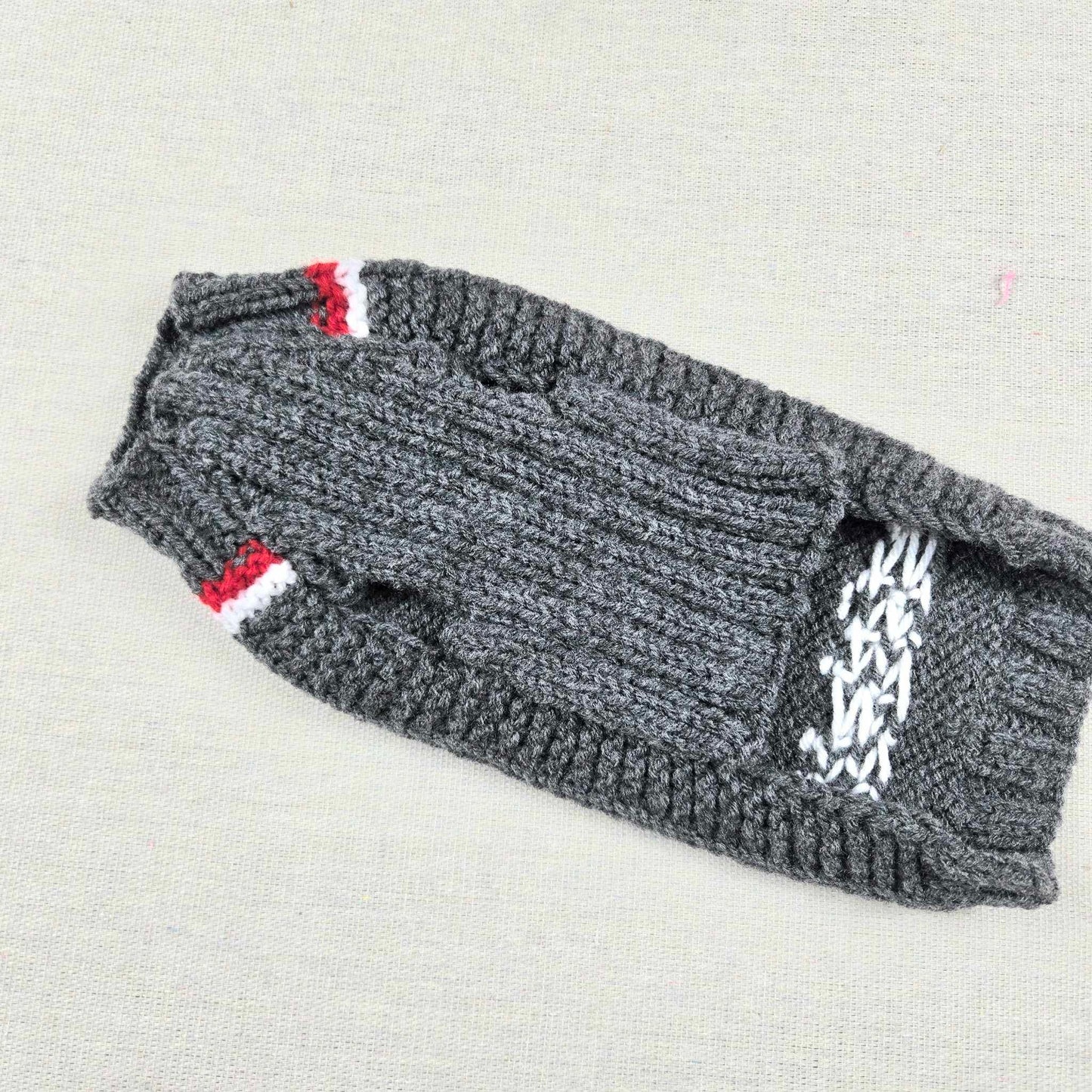 Grey vest with red heart and white love for dog or cat