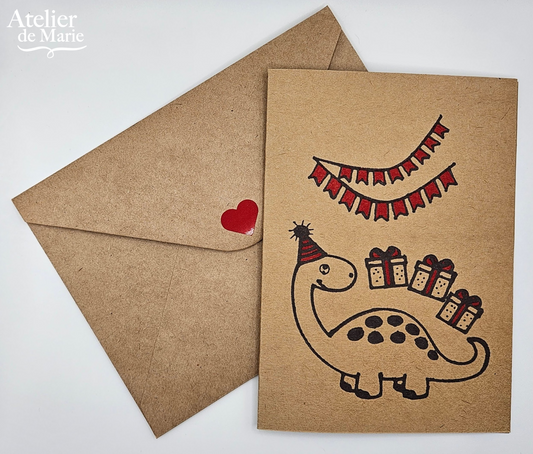 Greeting card for children’s party on Kraft paper