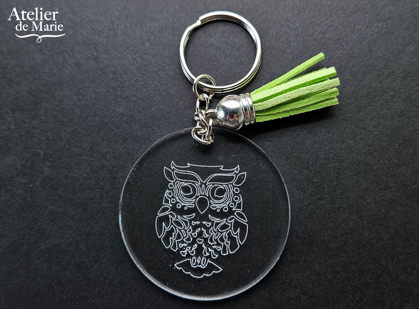 Engraved acrylic keychain owl