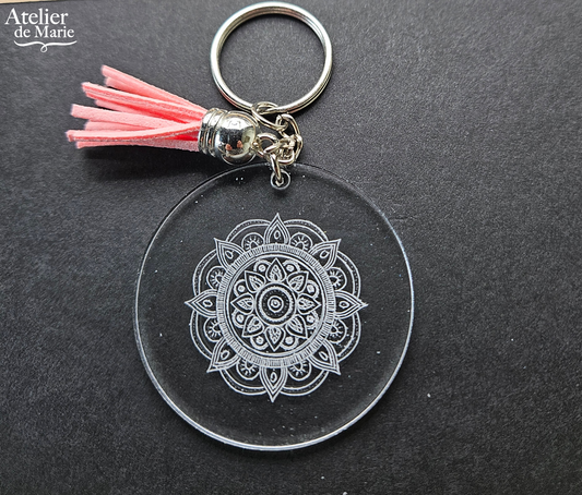 Engraved acrylic keychain mandala