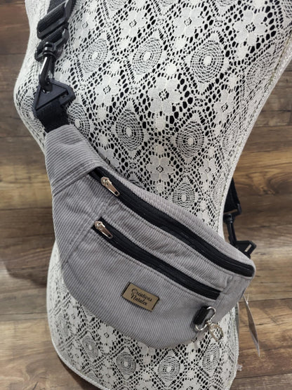 Fanny pack in grey corduroy