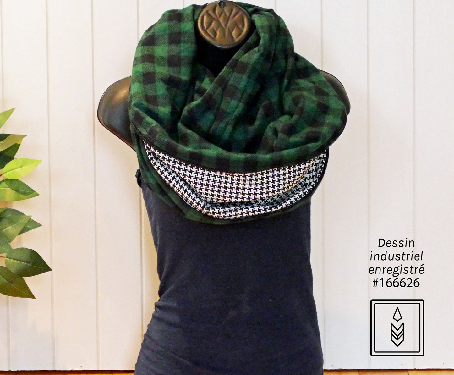 Green and black scarves in flannel