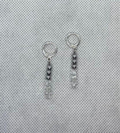 Earrings transparent-silver 4 cm