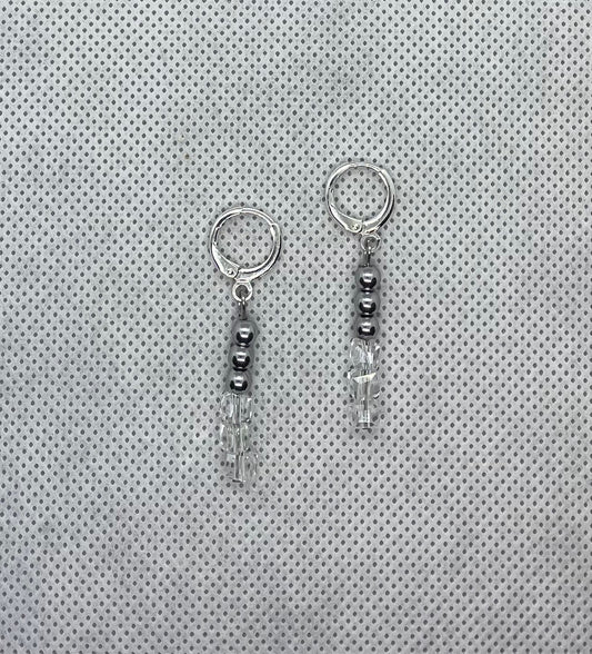 Boucles d'oreilles transparentes-argentées