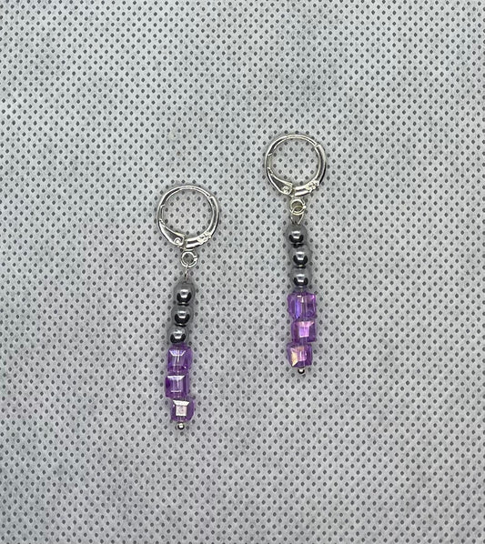 Boucles d'oreilles Lilas-argent 4 cm