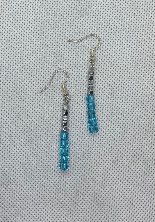 Boucles d'oreilles turquoise-argent 6 cm