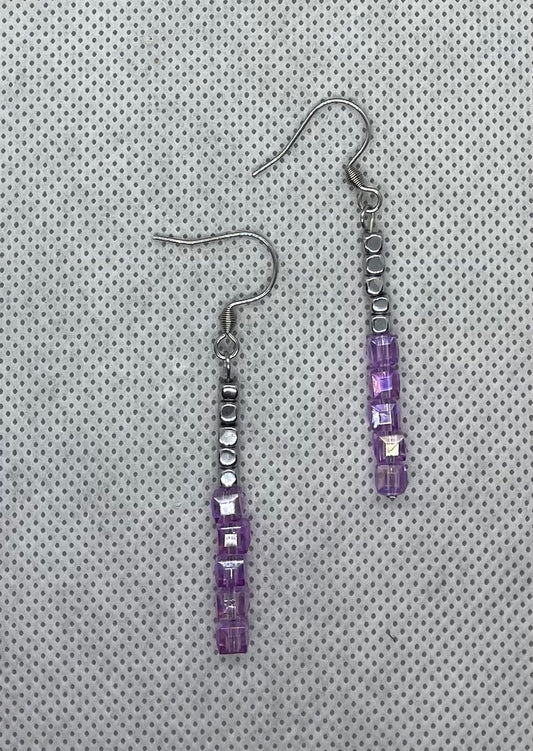 Boucles d'oreilles Lilas-argent 6 cm