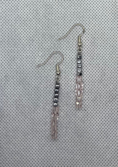 Boucles d'oreilles rose pastel-argent 6 cm