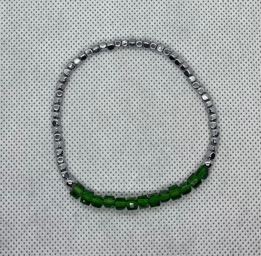 Bracelet Green emerald-silver