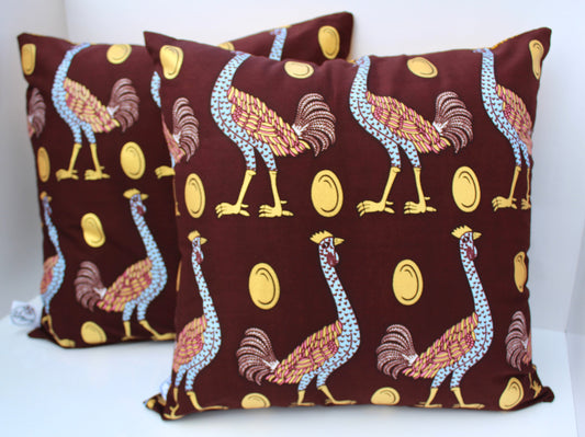 Duo of Cushion Covers - Semi-Wild Ostriches