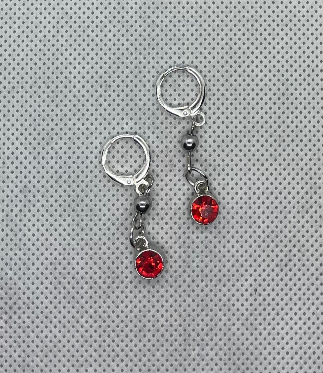 Earrings Silver-red - 4 cm