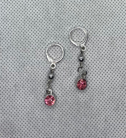 Boucles d'oreilles argent améthyste 4 cm