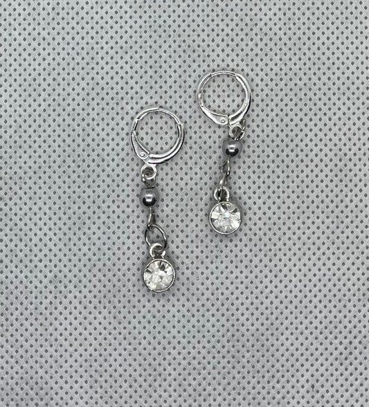 Earrings transparent-silver 4 cm