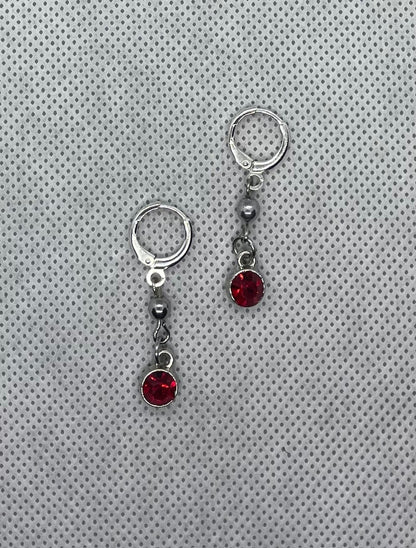 Earrings ruby-silver 4 cm