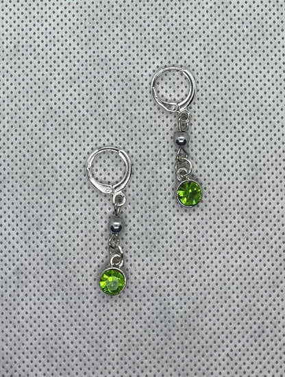 Boucles d'oreilles vert clair-argent