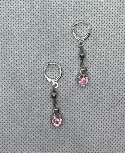 Boucles d'oreilles rose pastel-argent 4 cm