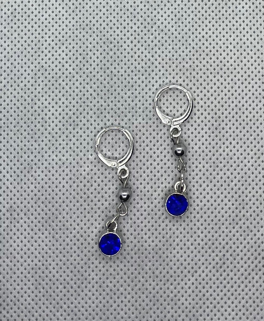 Boucles d'oreilles saphir bleu-argent 4 cm