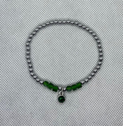 Bracelet Green emerald-silver