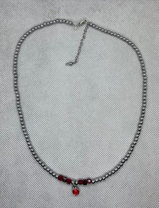 Collier Argent-rouge