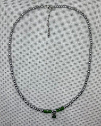 Necklace Green emerald-silver