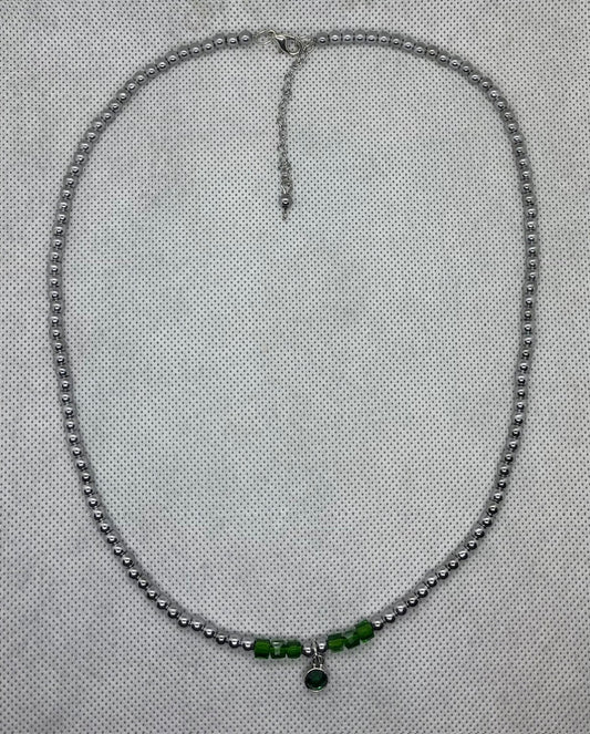 Collier Vert émeraude-argent