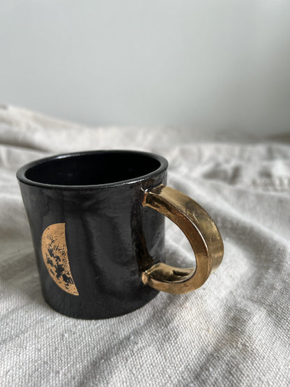 Black Mugs with Gold Handle