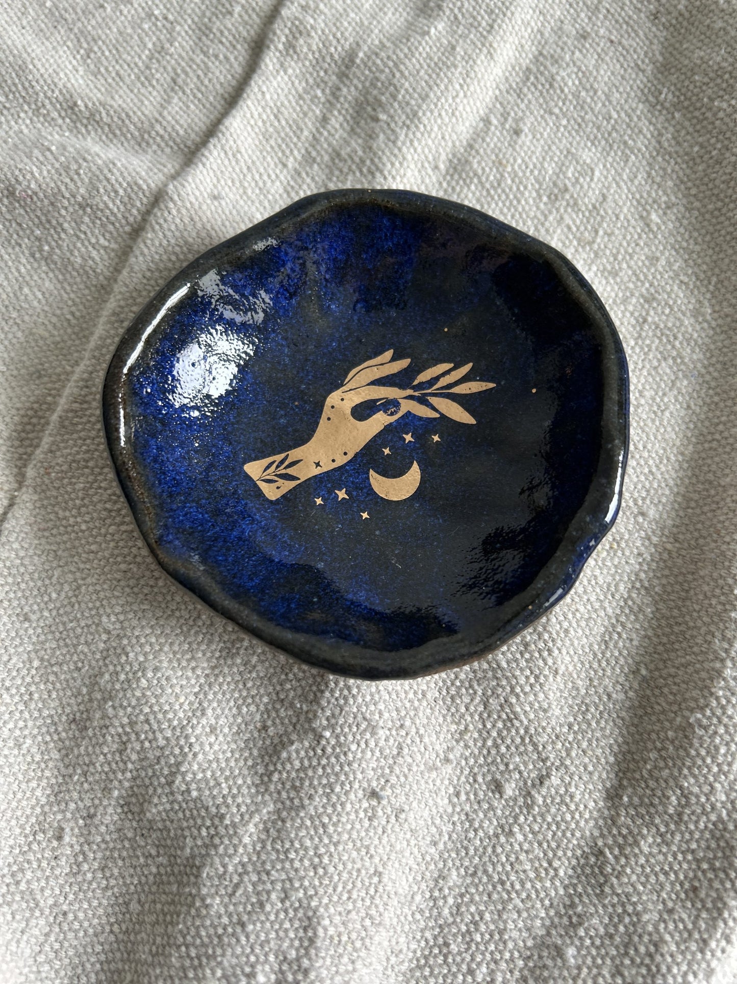 Ring Dish in Cobalt with Gold Accent