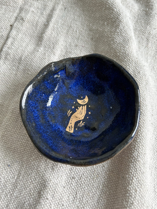 Ring Dish in Cobalt with Gold Accent