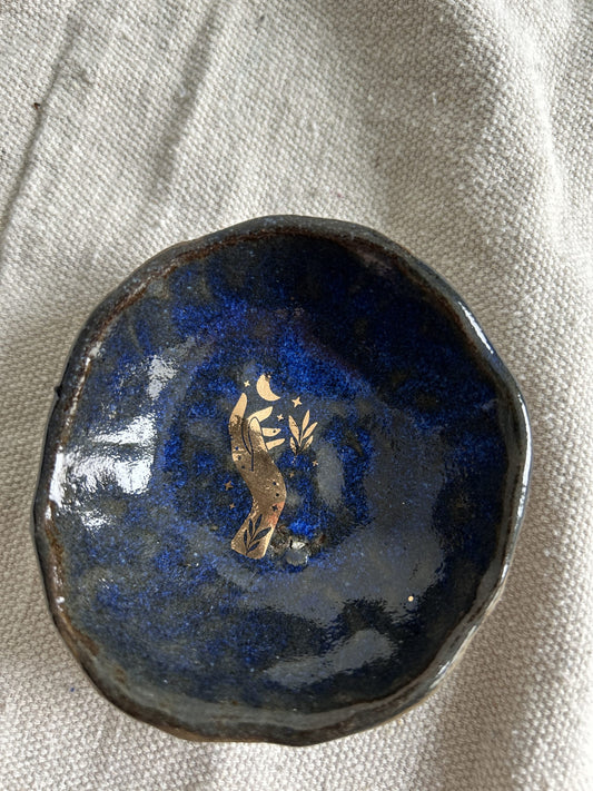 Ring Dish in Cobalt with Gold Accent