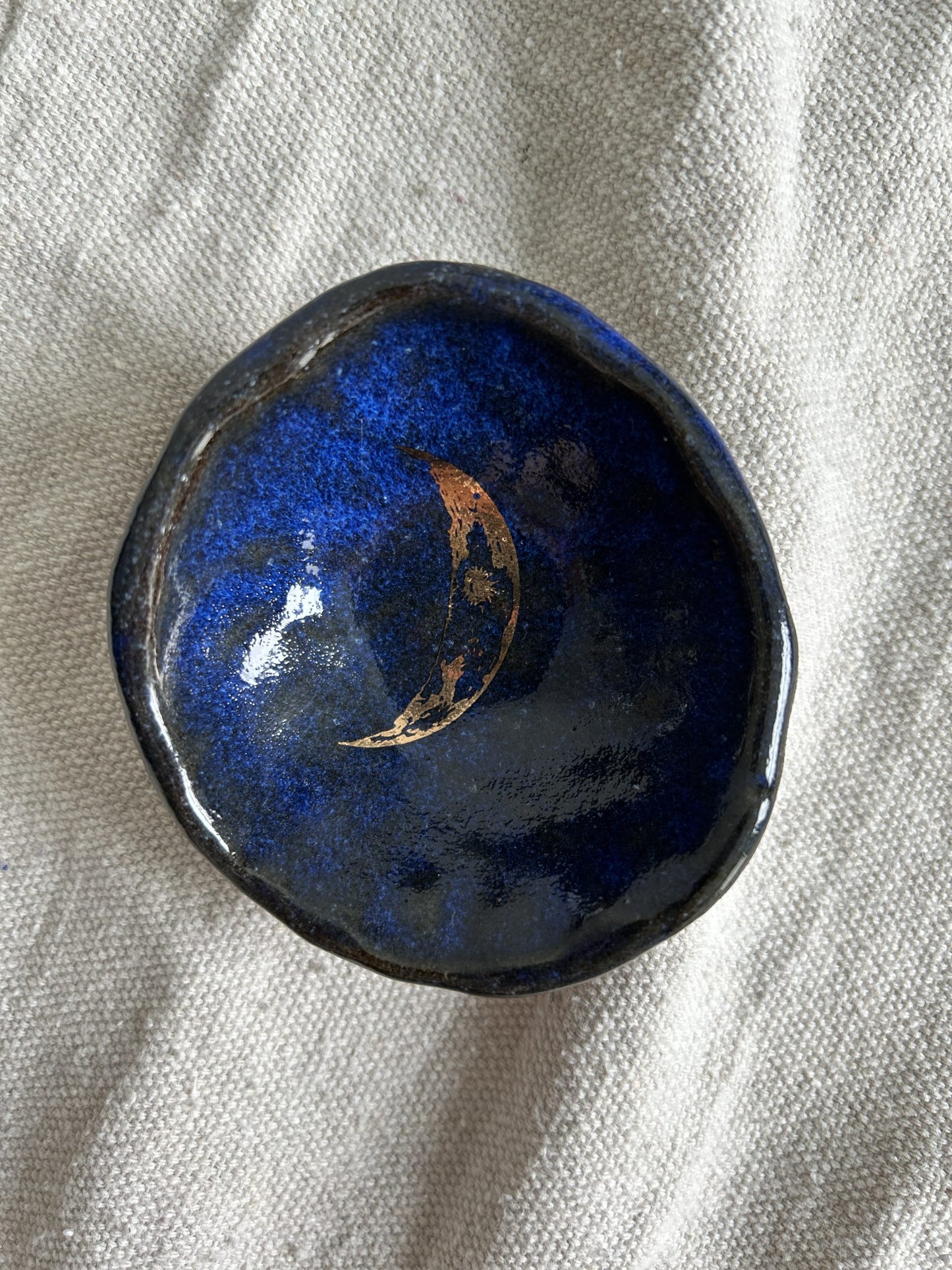 Ring Dish in Cobalt with Gold Accent