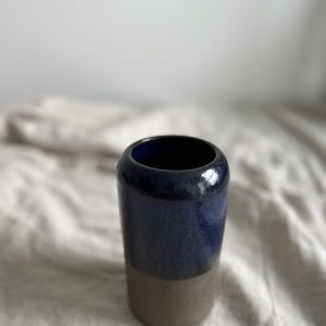 Black Stoneware Vase with Cobalt Glaze