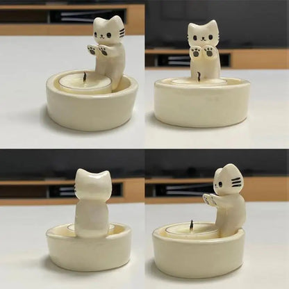 Bougeoir chaton mignon, bougie d'aromathérapie, ornements décoratifs de bureau 