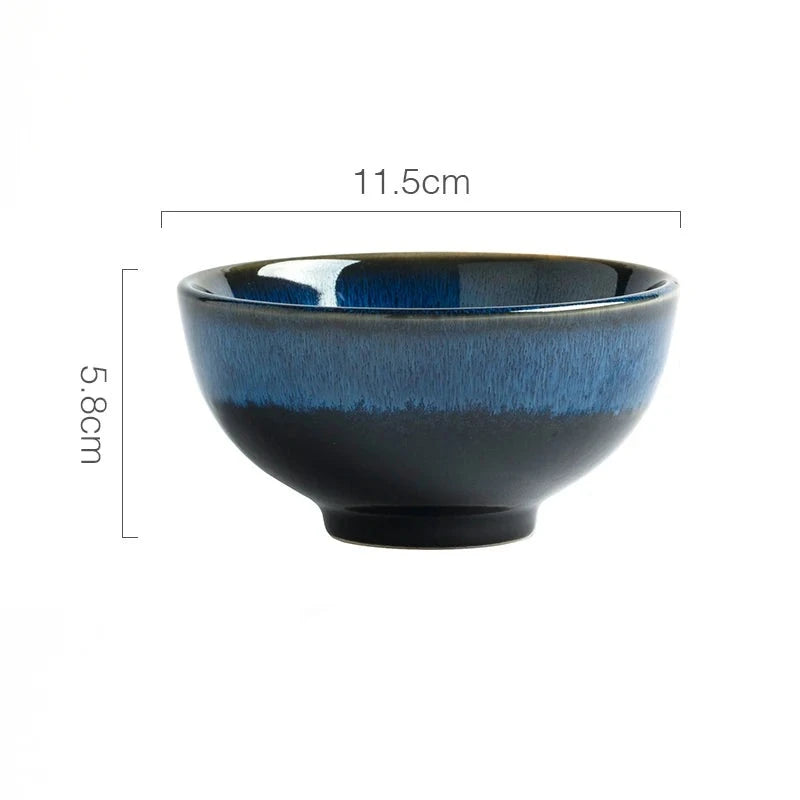 Japanese Blue Kiln Change Ceramic Tableware American Tableware Retro Household Dishes Set Rice Bowl Dishes Restaurant Plate