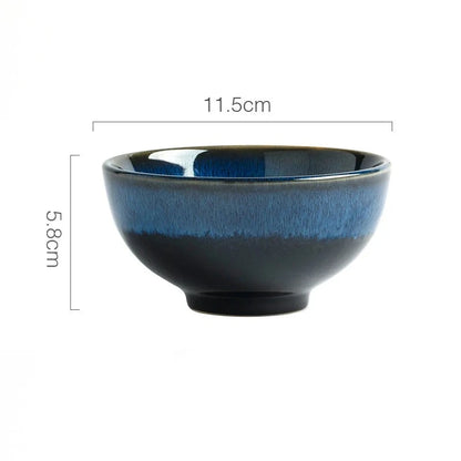 Japanese Blue Kiln Change Ceramic Tableware American Tableware Retro Household Dishes Set Rice Bowl Dishes Restaurant Plate