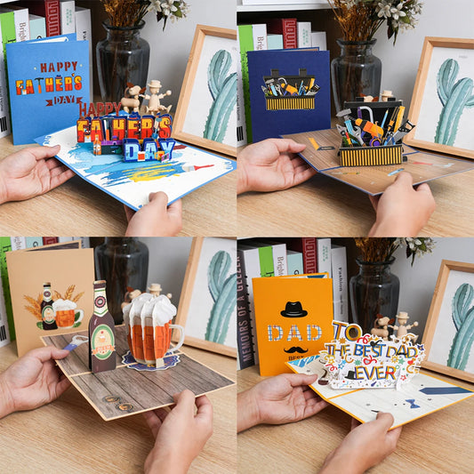 Happy Fathers Day Pop Up Card 3D Greeting Cards Gift for Dad Grandfather