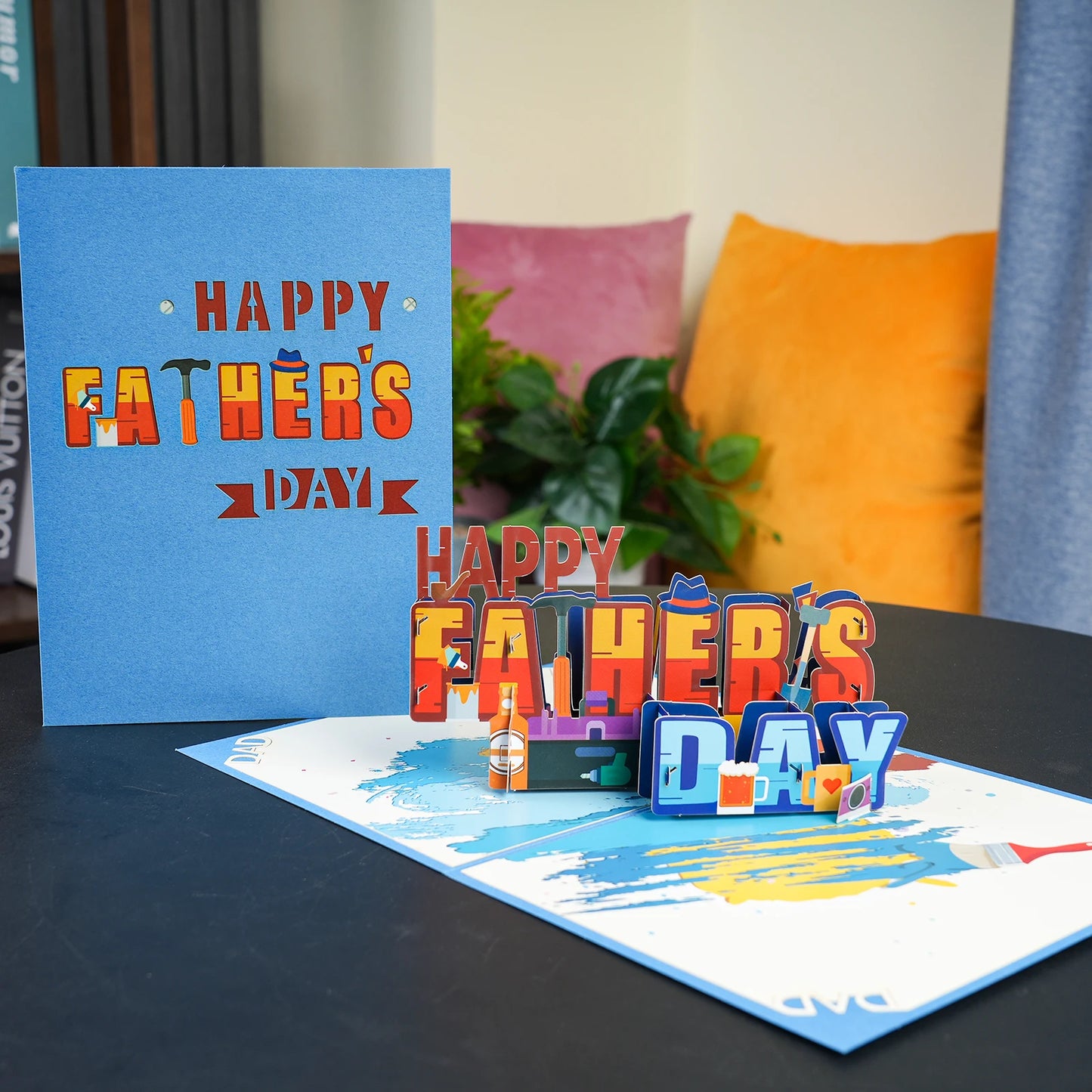 Happy Fathers Day Pop Up Card 3D Greeting Cards Gift for Dad Grandfather