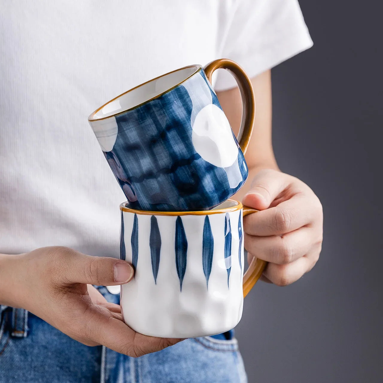 Tasse à café japonaise en céramique de 350 ml, passe au micro-ondes et au lave-vaisselle 