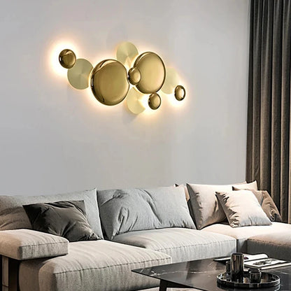 Modern Home Decoration Living Room Wall Lamp Art Light Luxury Metal Wall Hotel Villa Background Led Lights Mirror Lampe YX257TB