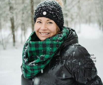 Green and black scarves in flannel